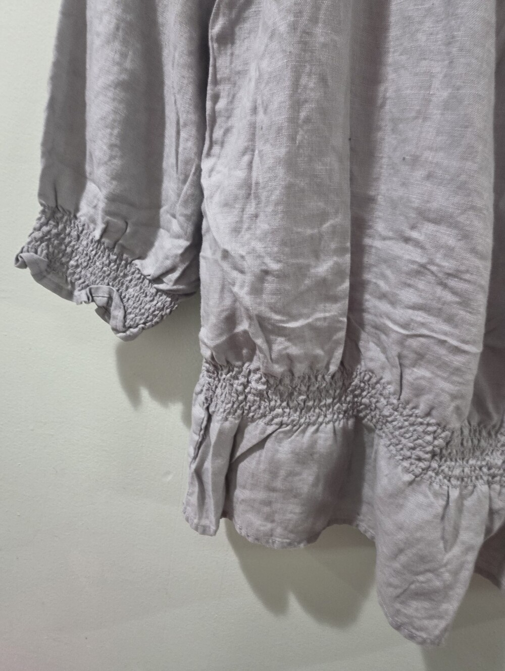 August silk lavender gray embroidered smocked peasant tunic XL - Picture 4 of 10